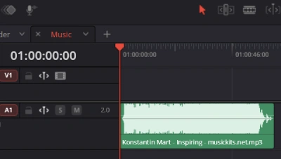Drag and drop a royalty-free music track into the DaVinci Resolve audio timeline.