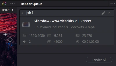 Setting up export settings and rendering the final video on the DaVinci Resolve Deliver Page.